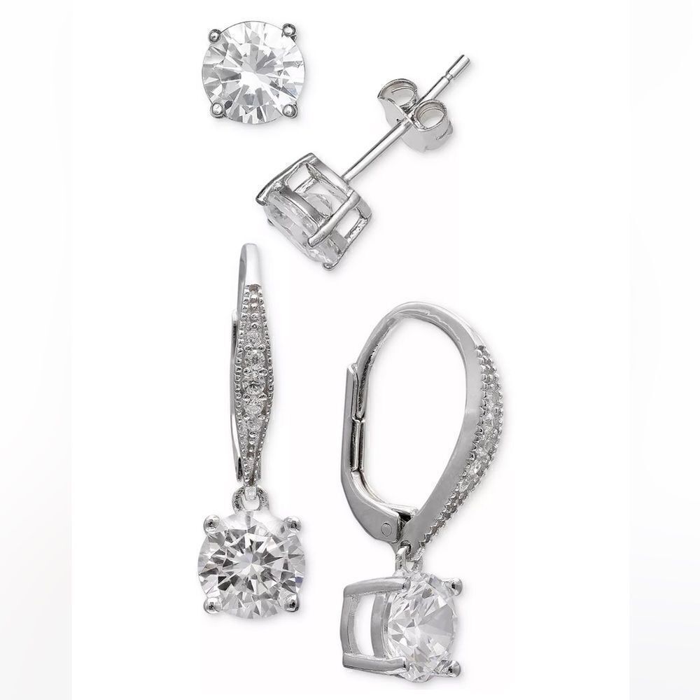 NWT Giani Bernini sterling silver cubic zirconia drop and stud earrings